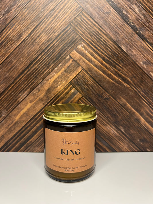 King | woody leather + vintage brandy - Jar Candle